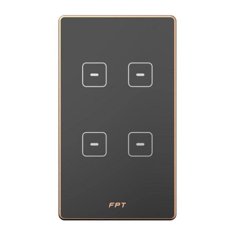 Công tắc cảm ứng 4 nút chữ nhật đen - Hera(SNZD0173)