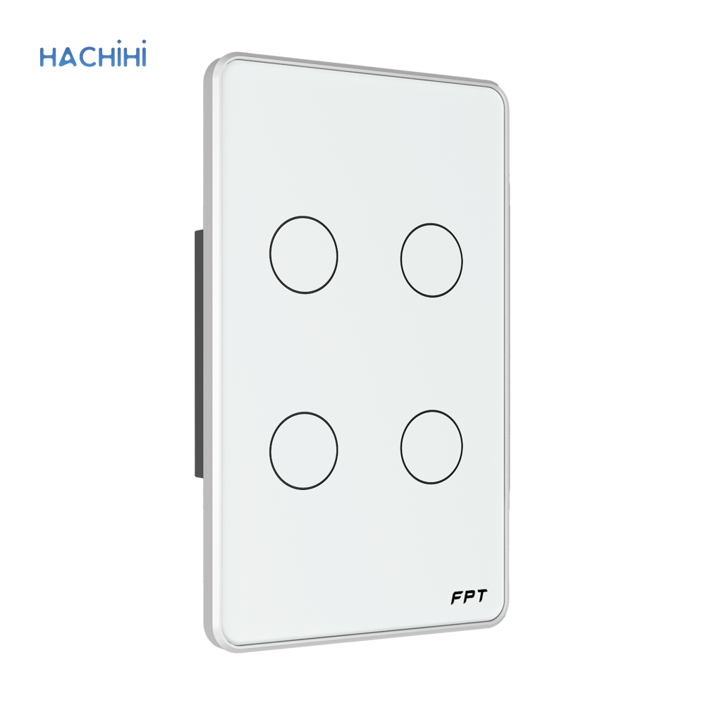 Công tắc cảm ứng chữ nhật 4 nút Athena WiFi – Bluetooth Mesh, màu trắng SNWR054
