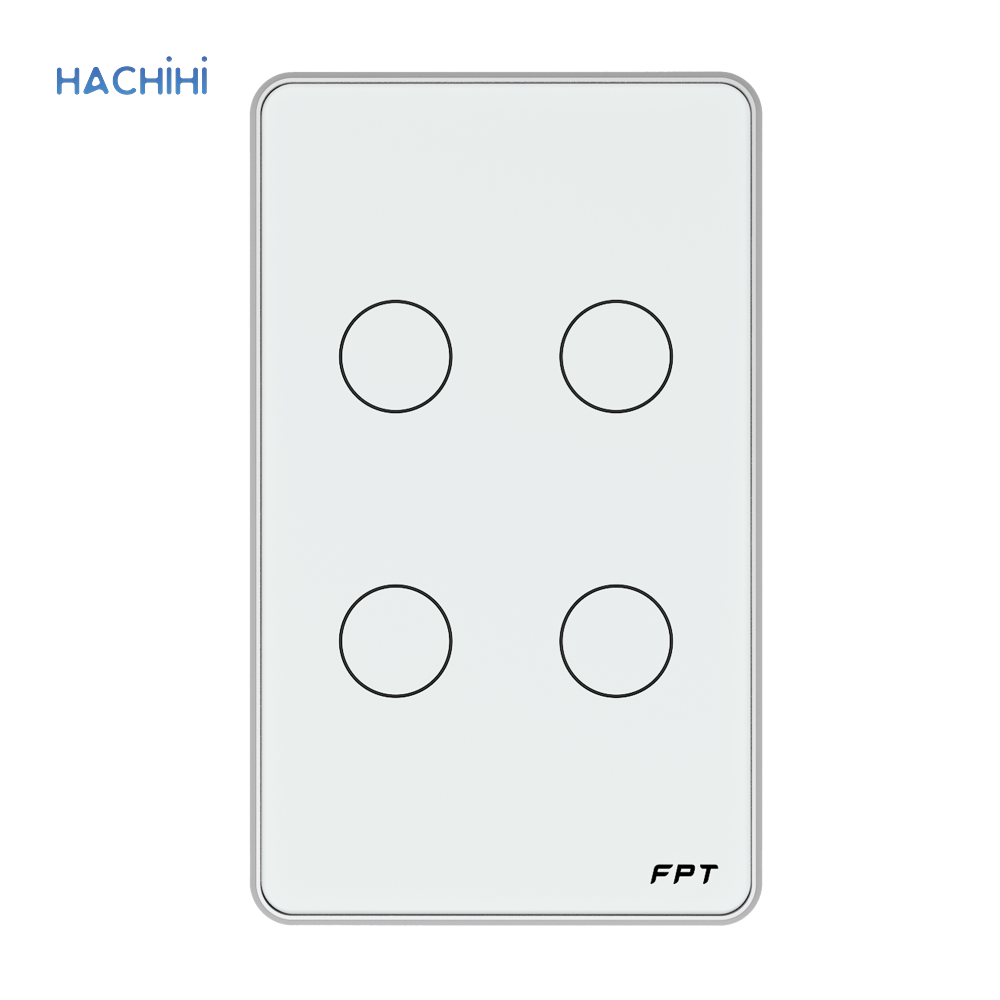 Công tắc cảm ứng chữ nhật 4 nút Athena WiFi – Bluetooth Mesh, màu trắng SNWR054
