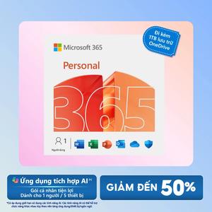 [KEY GIA HẠN hoặc MUA MỚI - Ứng dụng có AI*] Phần mềm Microsoft 365 Personal (Dành cho 1 người) | 12 tháng | 1 TB OneDrive / người / 5 thiết bị